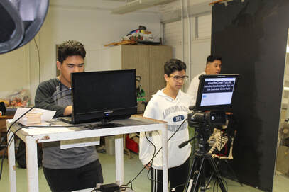 Picture: Students in broadcast room producing a show